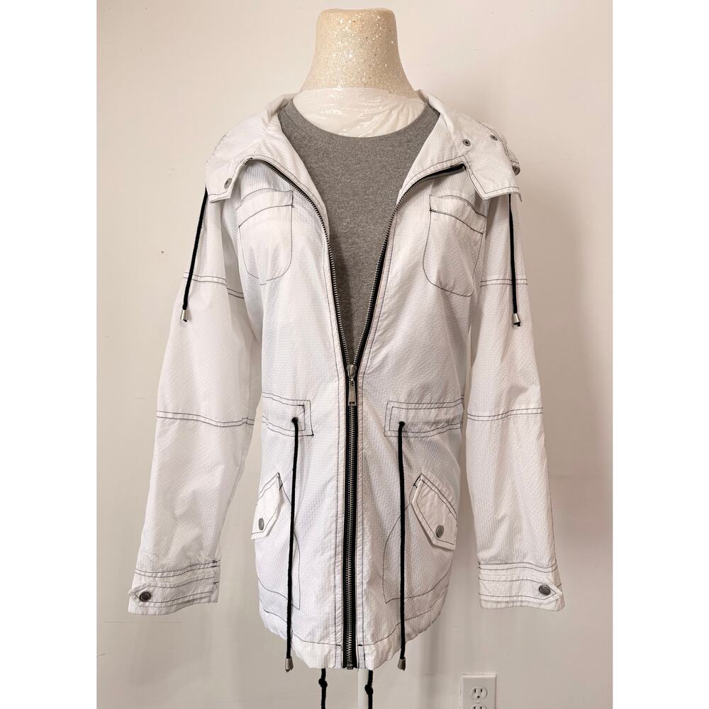 Indigo Saints white lightweight windbreaker sz L Y2K techwear utility travel‎
